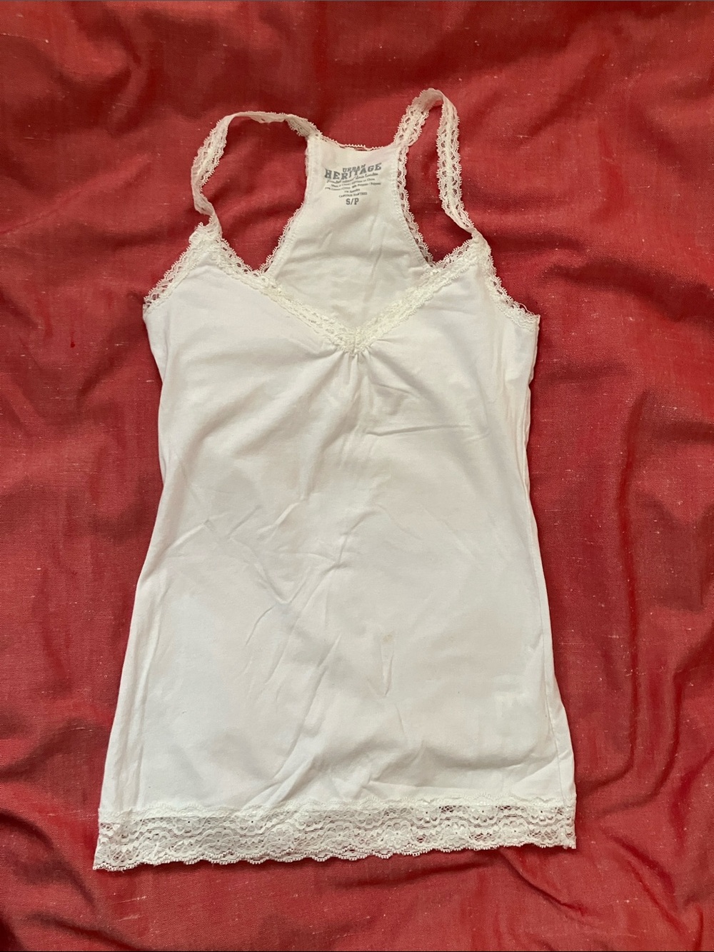 White Lace-Trim Racerback Tanktop